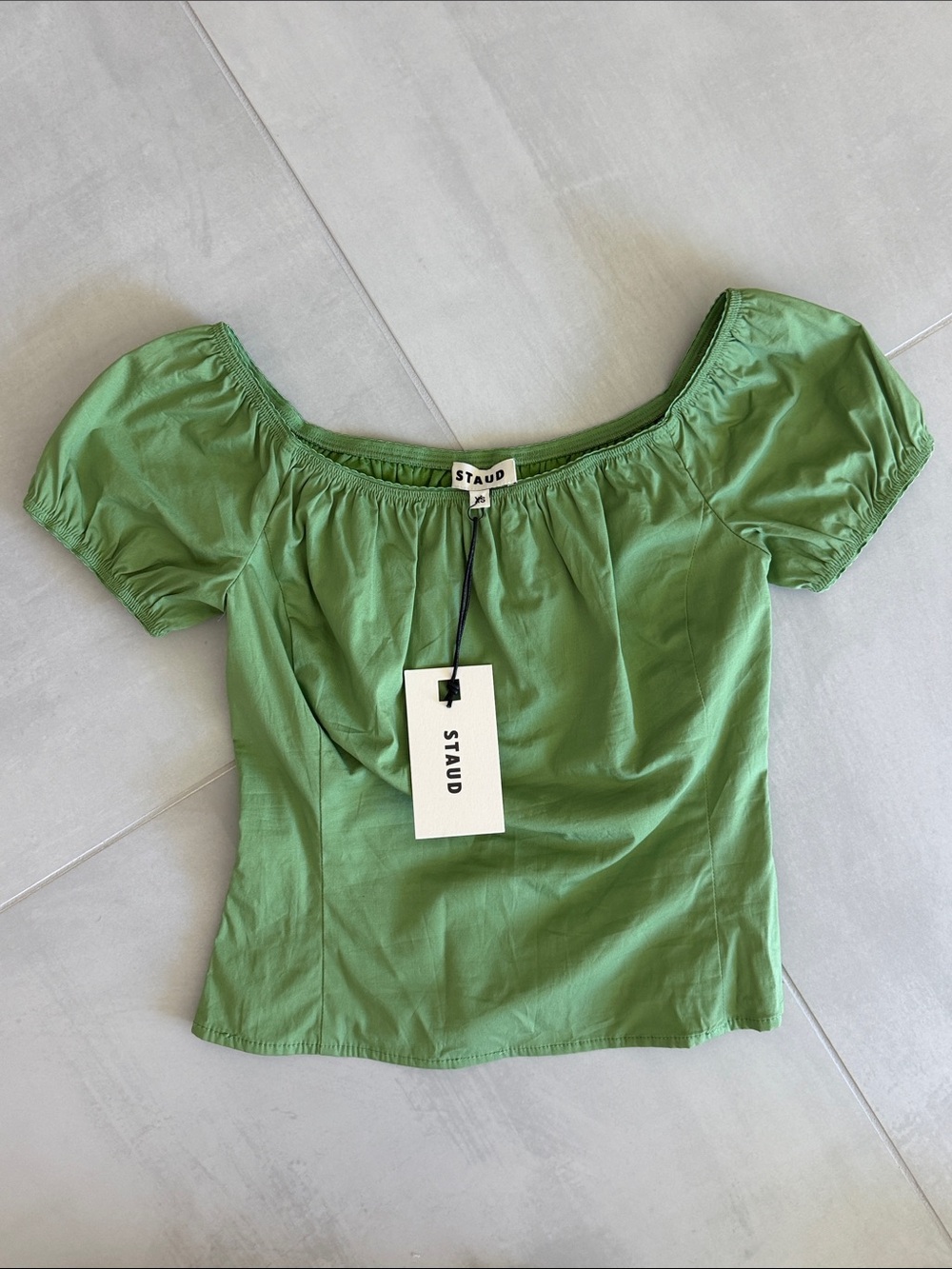 STAUD Green Puff Sleeve Women's Top